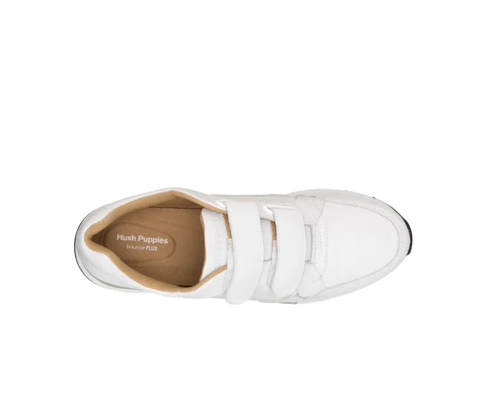 Women Jenna 2Strap Jogger White Leather Sneakers Hush Puppies