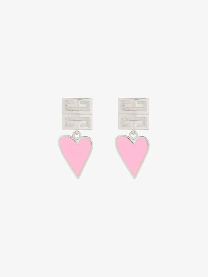 Women Jewelry Givenchy 4G Earrings In Metal And Enamel Pinksilvery