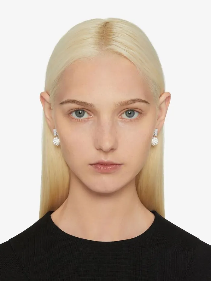 Women Jewelry Givenchy 4G Earrings In Metal With Crystals Silvery Women Jewelry Givenchy 4G Earrings In Metal With Crystals Silvery