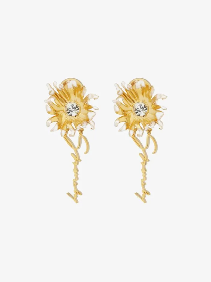 Women Jewelry Givenchy Daisy Earrings In Metal And Enamel With Crystal Goldenwhite Women Jewelry Givenchy Daisy Earrings In Metal And Enamel With Crystal Goldenwhite