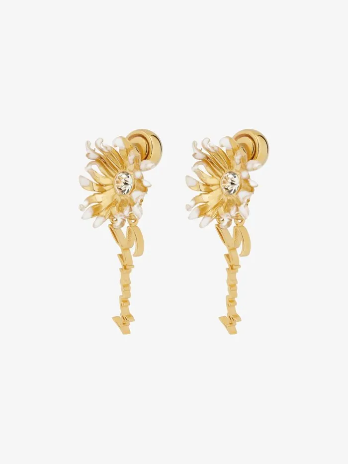 Women Jewelry Givenchy Daisy Earrings In Metal And Enamel With Crystal Goldenwhite Women Jewelry Givenchy Daisy Earrings In Metal And Enamel With Crystal Goldenwhite