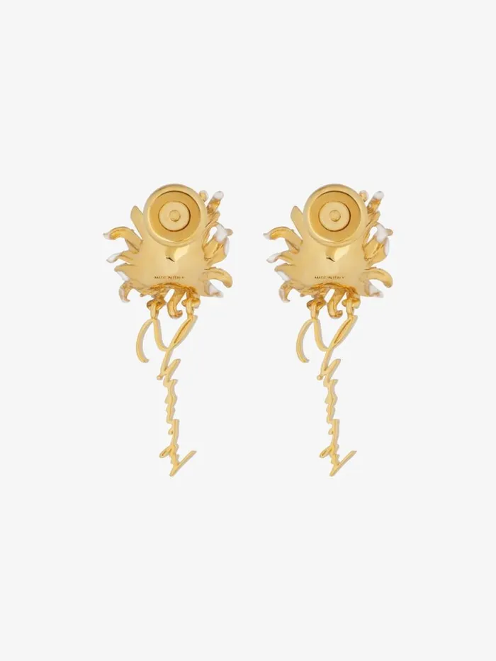 Women Jewelry Givenchy Daisy Earrings In Metal And Enamel With Crystal Goldenwhite Women Jewelry Givenchy Daisy Earrings In Metal And Enamel With Crystal Goldenwhite