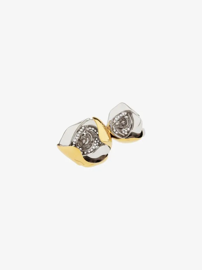 Women Jewelry Givenchy Flower Double Fingers Ring In Metal With Crystals Goldensilvery Women Jewelry Givenchy Flower Double Fingers Ring In Metal With Crystals Goldensilvery