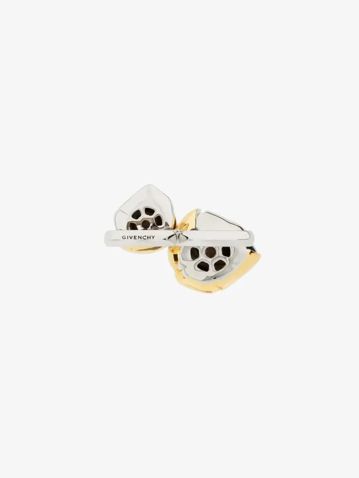 Women Jewelry Givenchy Flower Double Fingers Ring In Metal With Crystals Goldensilvery Women Jewelry Givenchy Flower Double Fingers Ring In Metal With Crystals Goldensilvery