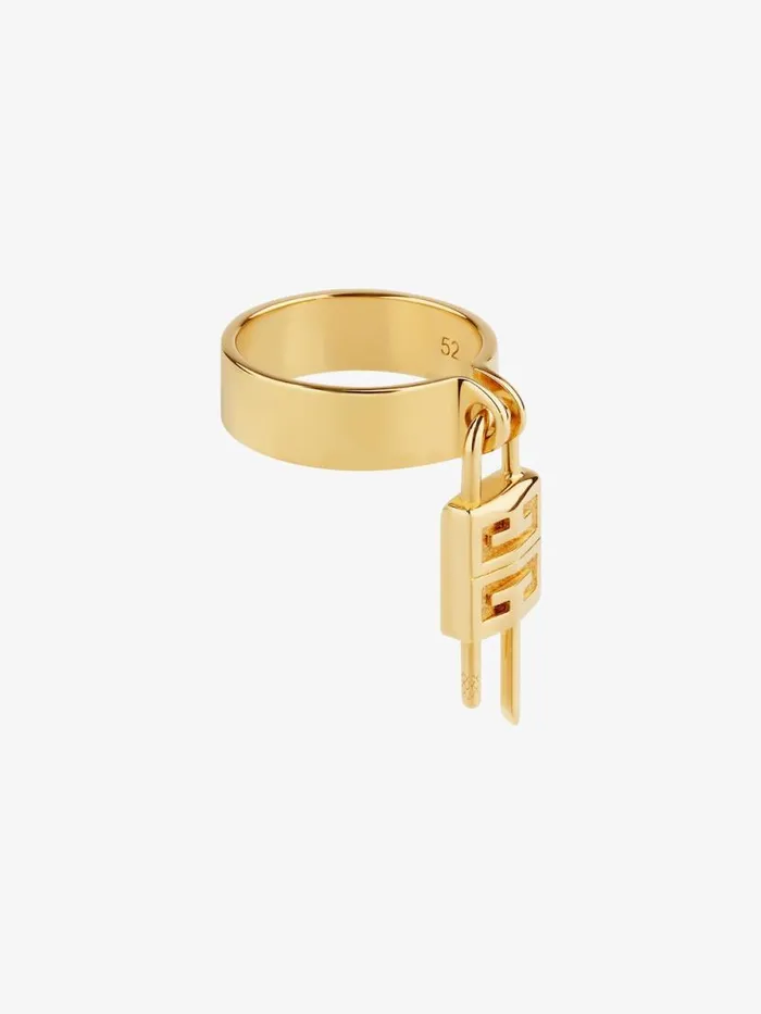 Women Jewelry Givenchy Mini Lock Ring In Metal Golden Yellow