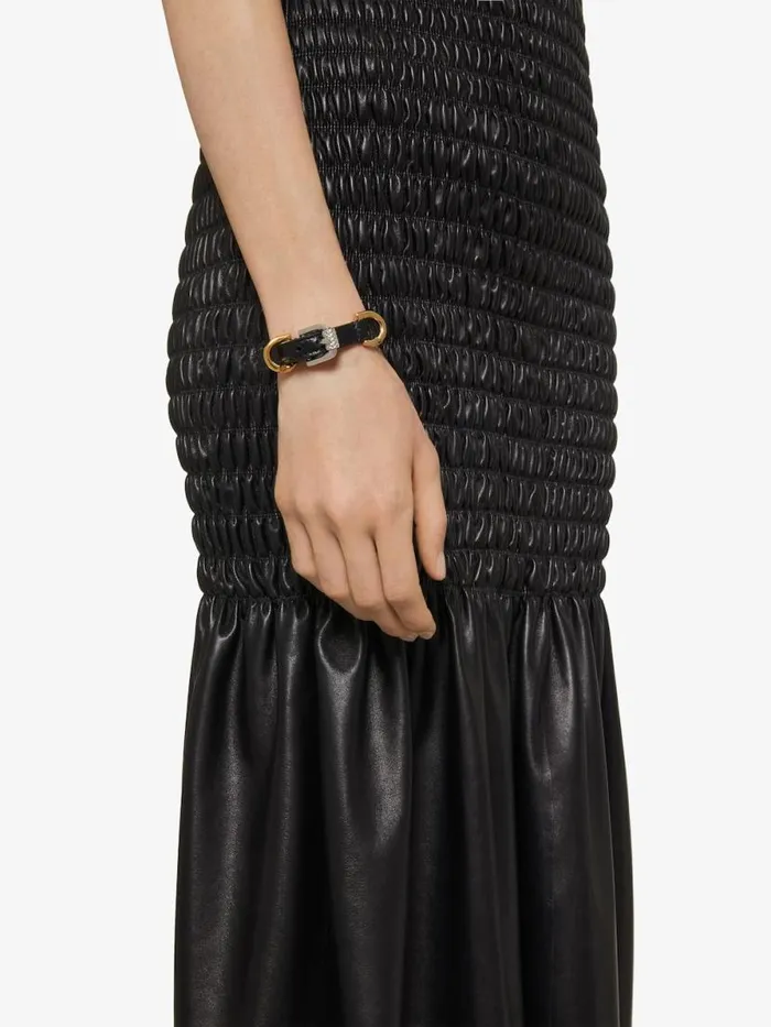 Women Jewelry Givenchy Voyou Bracelet In Leather And Metal Black