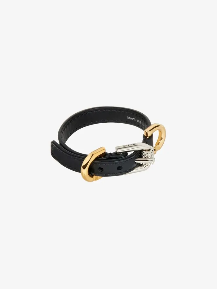 Women Jewelry Givenchy Voyou Bracelet In Leather And Metal Black