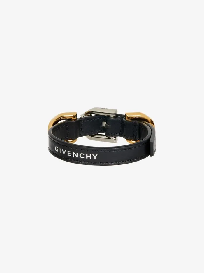 Women Jewelry Givenchy Voyou Bracelet In Leather And Metal Black