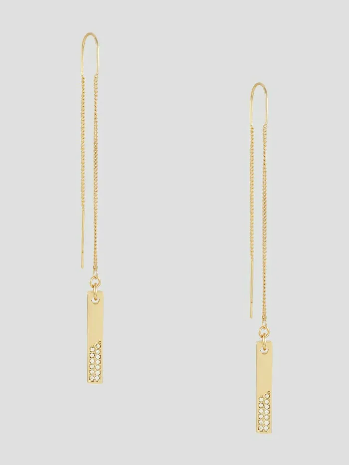 Women Jewelry GUESS GoldTone Rhinestone Threader Earrings Gold