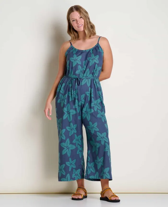 Women Jumpsuits and Overalls Toad and Co Taj Hemp Strappy Jumpsuit Jasper Large Floral Print