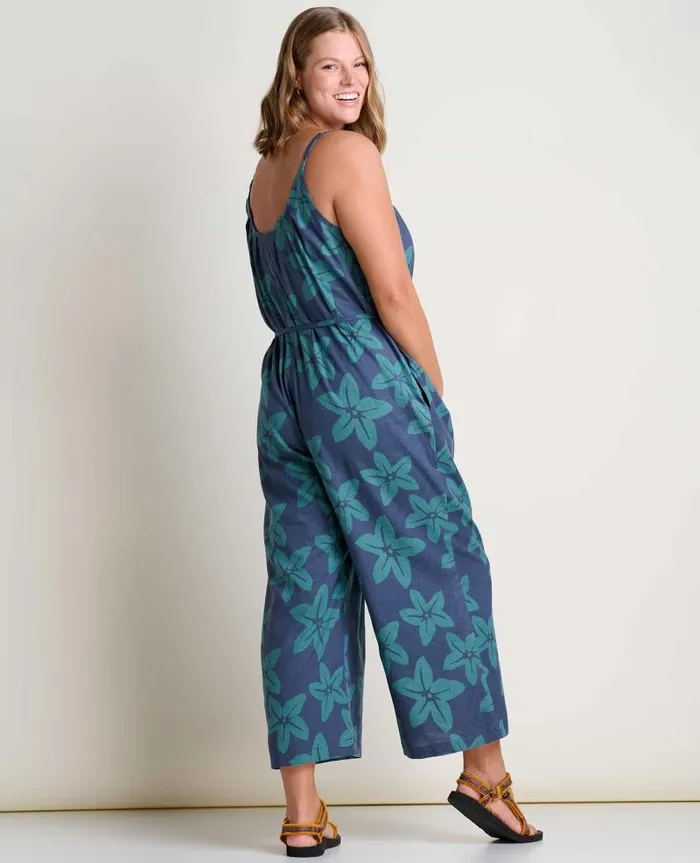 Women Jumpsuits and Overalls Toad and Co Taj Hemp Strappy Jumpsuit Jasper Large Floral Print