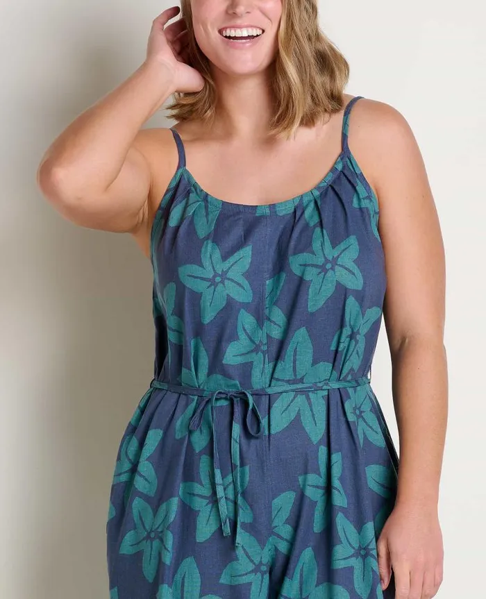 Women Jumpsuits and Overalls Toad and Co Taj Hemp Strappy Jumpsuit Jasper Large Floral Print