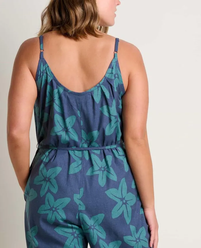 Women Jumpsuits and Overalls Toad and Co Taj Hemp Strappy Jumpsuit Jasper Large Floral Print