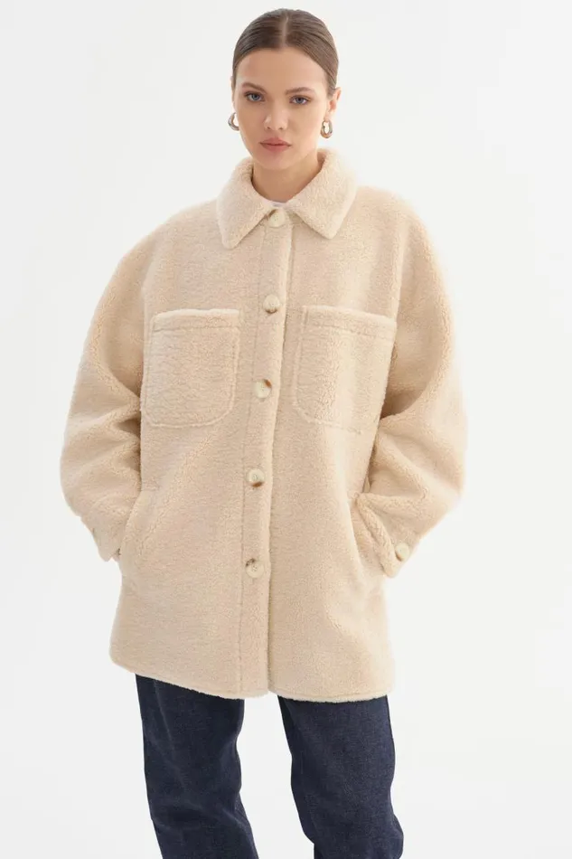 Women KANE Sherpa Shacket Beige LAMARQUE Sherpa Women KANE Sherpa Shacket Beige LAMARQUE Sherpa