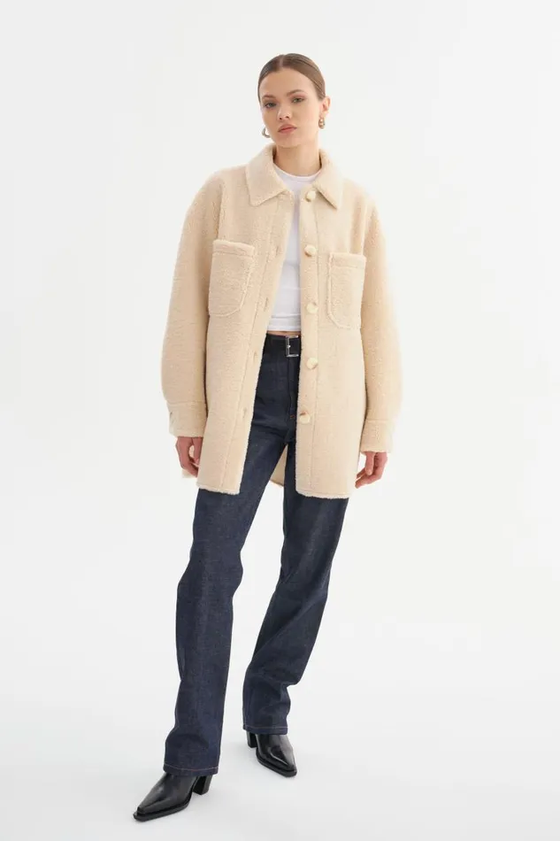 Women KANE Sherpa Shacket Beige LAMARQUE Sherpa Women KANE Sherpa Shacket Beige LAMARQUE Sherpa