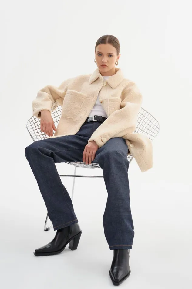 Women KANE Sherpa Shacket Beige LAMARQUE Sherpa Women KANE Sherpa Shacket Beige LAMARQUE Sherpa