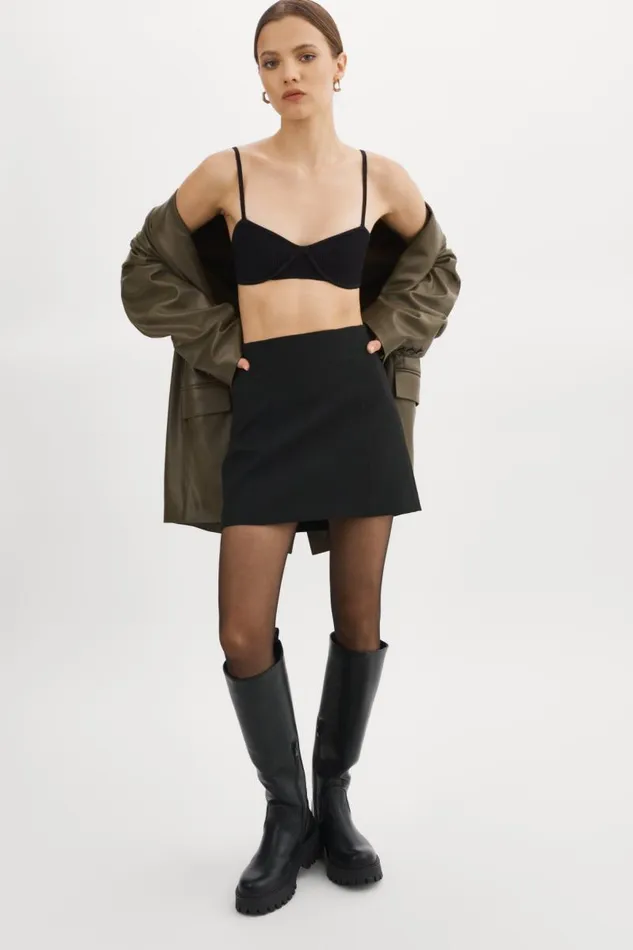Women Kassandra Faux Leather Oversized Blazer Khaki LAMARQUE Dresses Women Kassandra Faux Leather Oversized Blazer Khaki LAMARQUE Dresses