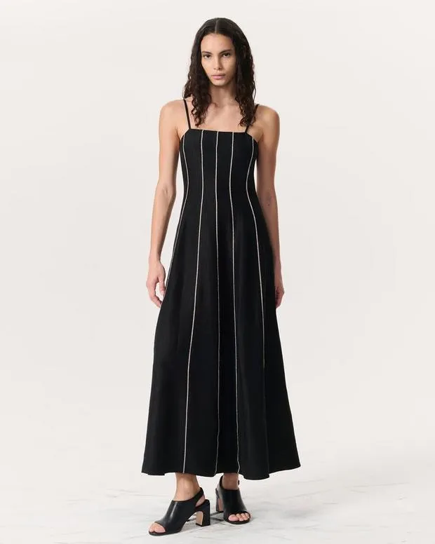Women Kennedy BeadStriped Maxi Dress Black TShirts rag and bone