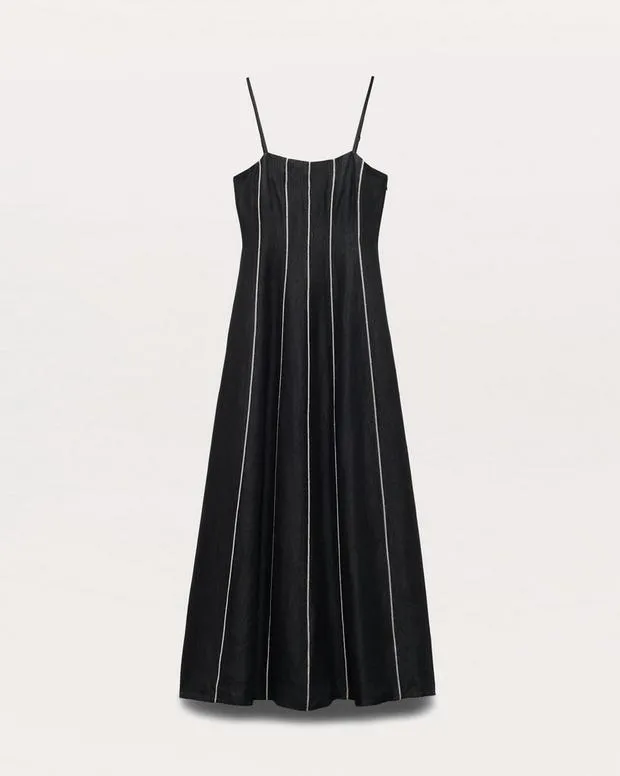 Women Kennedy BeadStriped Maxi Dress Black TShirts rag and bone