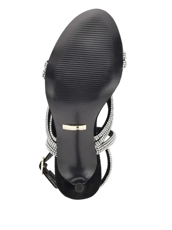Women Kentas Strappy Sandal Blk Suede Heels GUESS