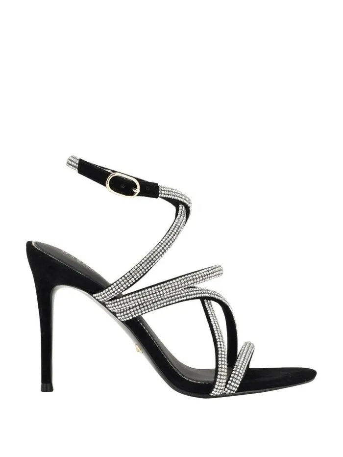 Women Kentas Strappy Sandal Blk Suede Heels GUESS