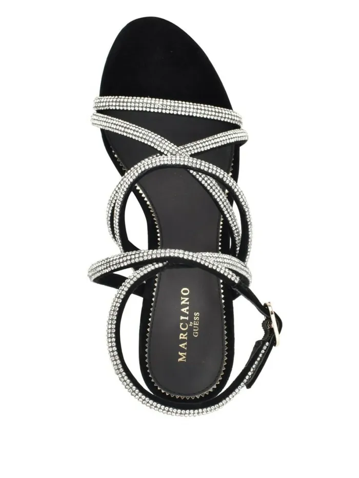 Women Kentas Strappy Sandal Blk Suede Heels GUESS