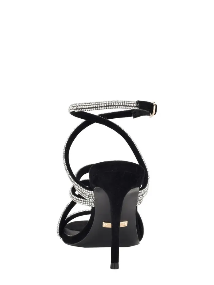 Women Kentas Strappy Sandal Blk Suede Heels GUESS
