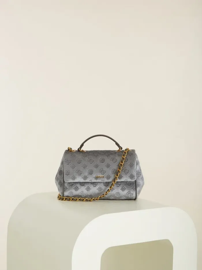 Women Kimi Logo Convertible Crossbody Smoke Grey Handbags GUESS