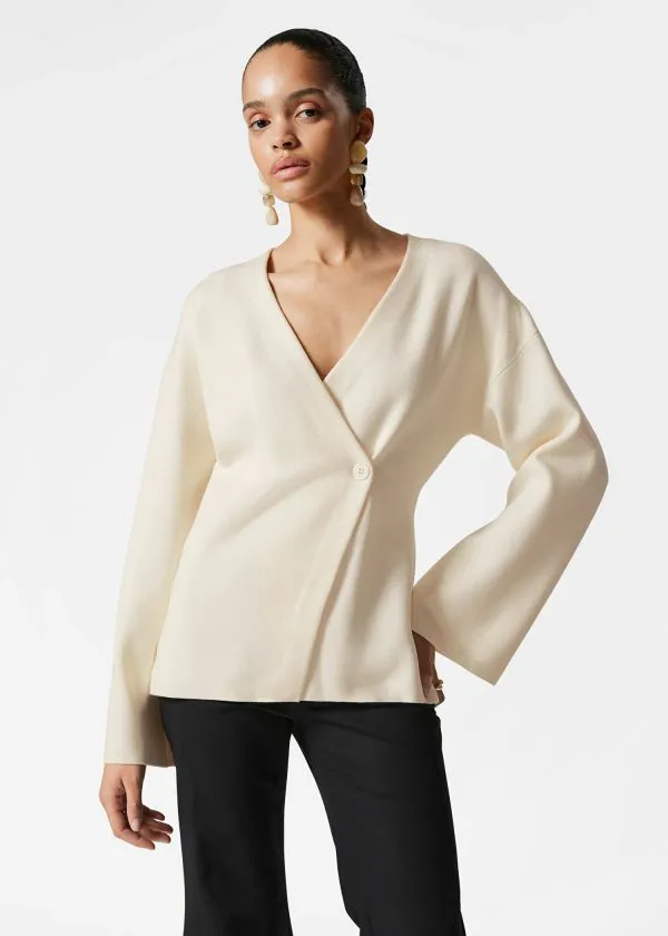 Women Knitwear and Other Stories Asymmetric Cardigan White