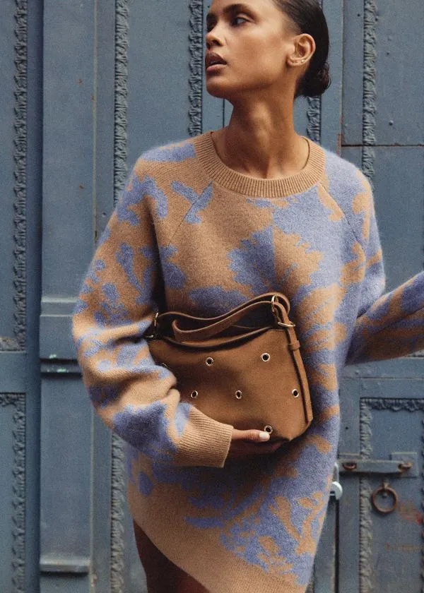 Women Knitwear and Other Stories Asymmetric Jacquard Jumper Blue and Beige