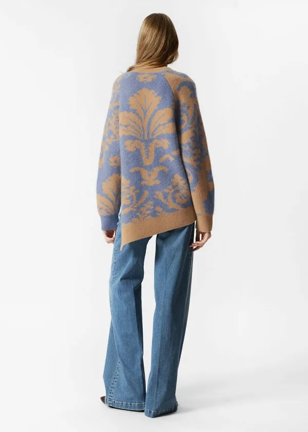 Women Knitwear and Other Stories Asymmetric Jacquard Jumper Blue and Beige