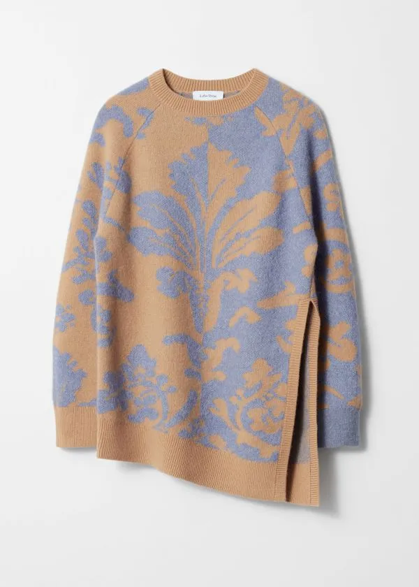 Women Knitwear and Other Stories Asymmetric Jacquard Jumper Blue and Beige