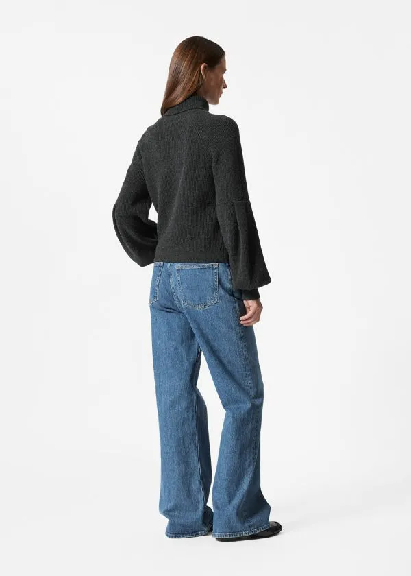 Women Knitwear and Other Stories Collared PuffSleeve Jumper Black