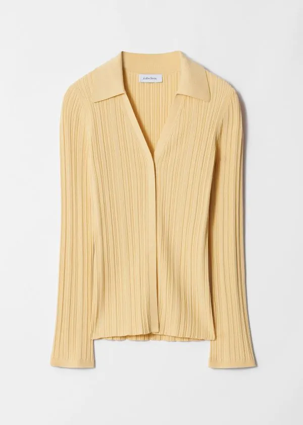 Women Knitwear and Other Stories Collared RibKnit Cardigan Yellow