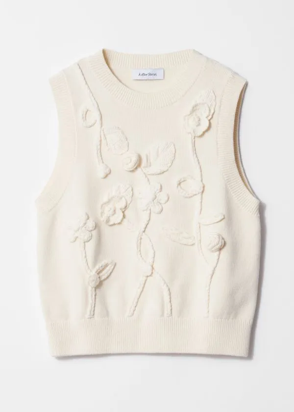 Women Knitwear and Other Stories FloralAppliqu Sweater Vest Cream