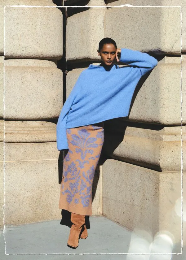 Women Knitwear and Other Stories HighNeck AlpacaKnit Jumper Blue
