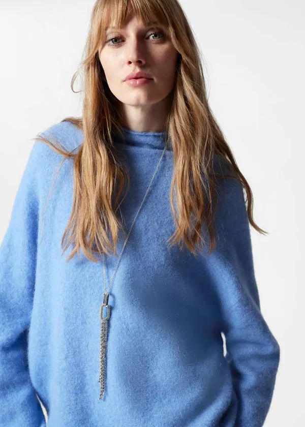 Women Knitwear and Other Stories HighNeck AlpacaKnit Jumper Blue