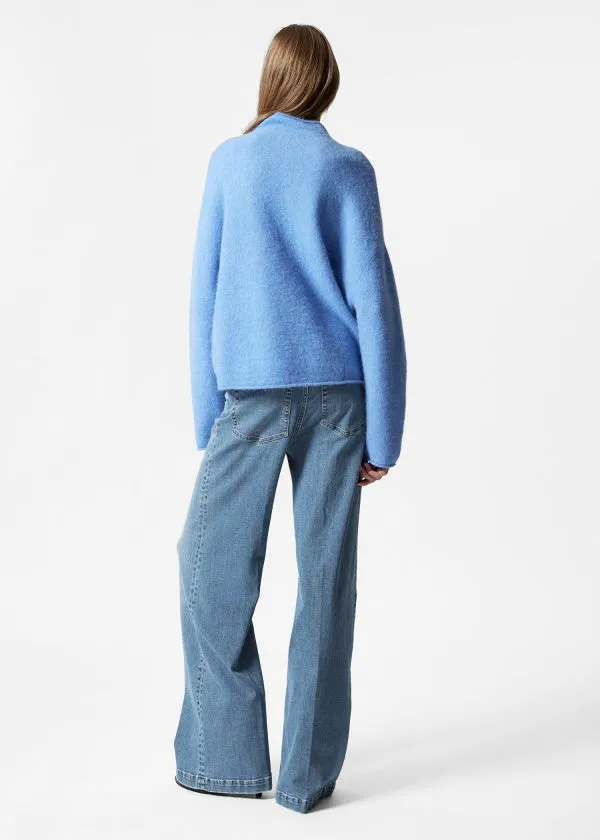 Women Knitwear and Other Stories HighNeck AlpacaKnit Jumper Blue