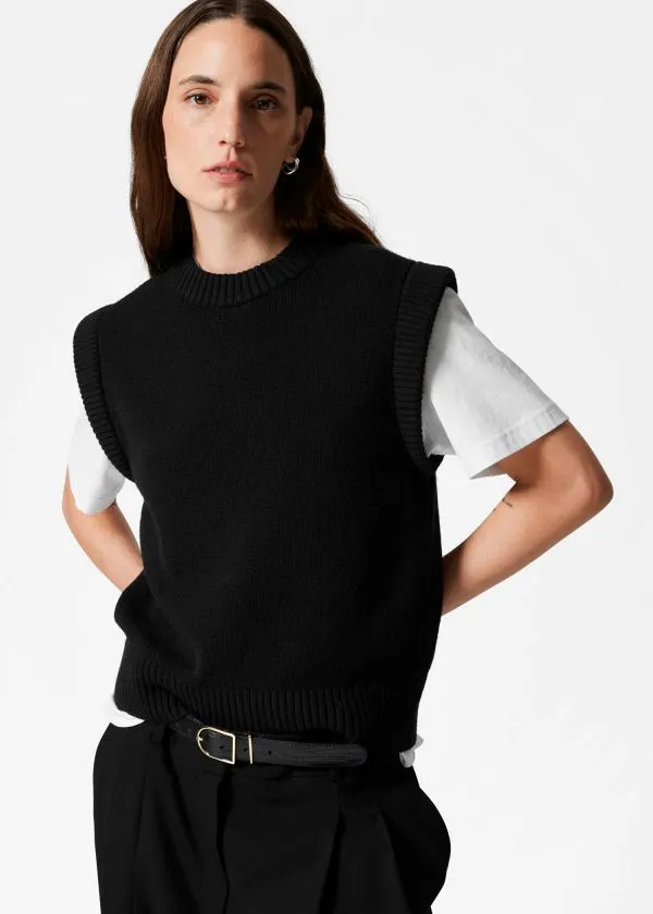 Women Knitwear and Other Stories Knitted Vest Black
