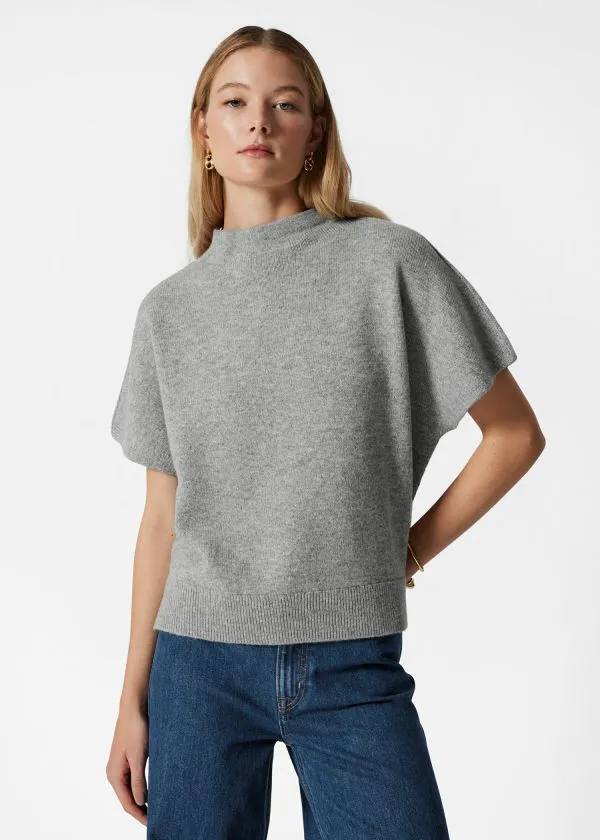 Women Knitwear and Other Stories Knitted Wool BatwingSleeve Top Light Grey