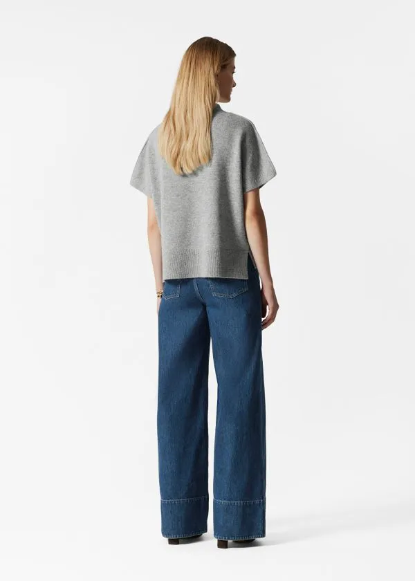Women Knitwear and Other Stories Knitted Wool BatwingSleeve Top Light Grey