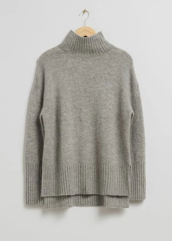 Women Knitwear and Other Stories MockNeck Knit Jumper Mole Melange