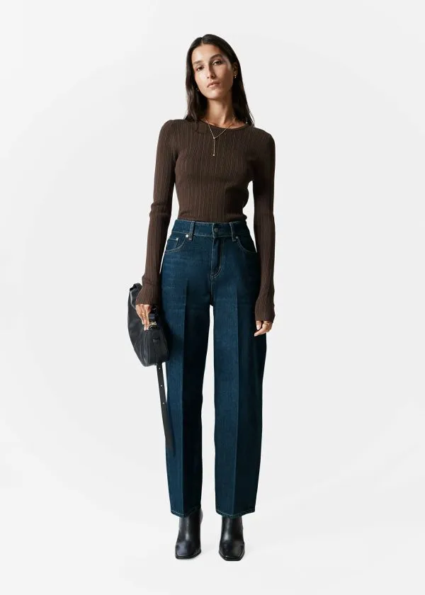 Women Knitwear and Other Stories RibKnit Top Dark Brown