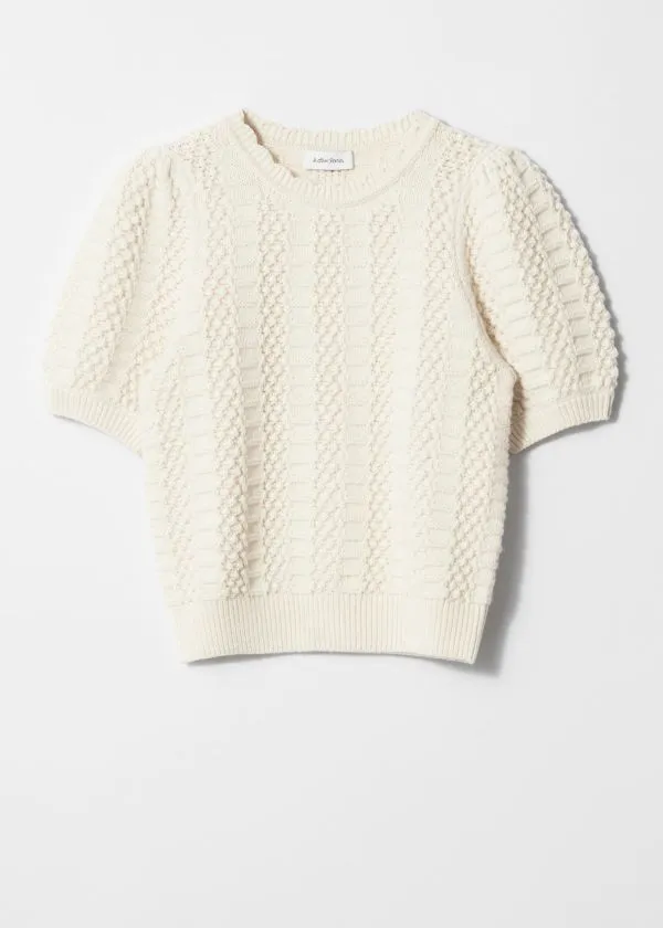 Women Knitwear and Other Stories Scalloped Knit Top White