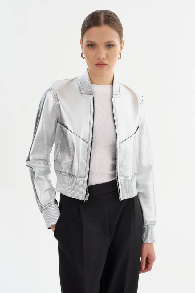 Women KORDELLA Reversible Leather Bomber Jacket Blacksilver LAMARQUE Leather Jackets Women KORDELLA Reversible Leather Bomber Jacket Blacksilver LAMARQUE Leather Jackets