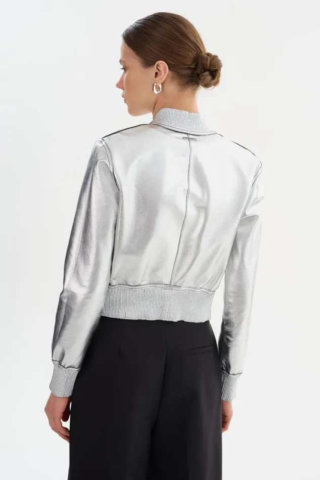 Women KORDELLA Reversible Leather Bomber Jacket Blacksilver LAMARQUE Leather Jackets Women KORDELLA Reversible Leather Bomber Jacket Blacksilver LAMARQUE Leather Jackets