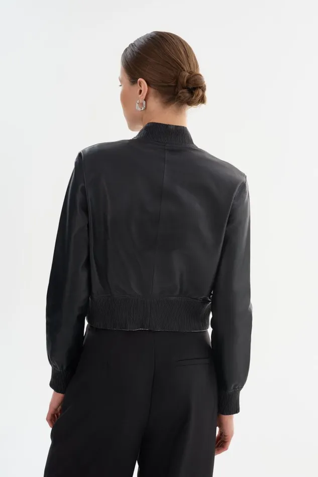 Women KORDELLA Reversible Leather Bomber Jacket Blacksilver LAMARQUE Leather Jackets Women KORDELLA Reversible Leather Bomber Jacket Blacksilver LAMARQUE Leather Jackets