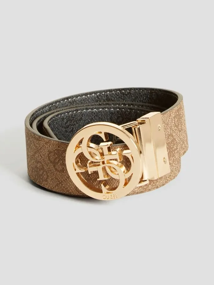 Women Lana Reversible Quattro G Logo Buckle Belt BrownBlack Belts GUESS