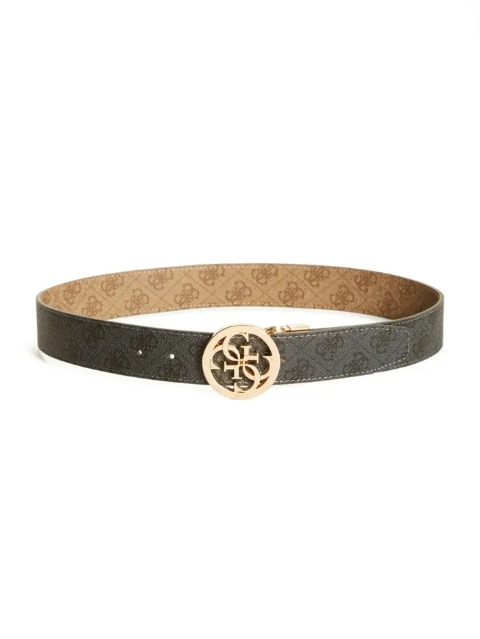 Women Lana Reversible Quattro G Logo Buckle Belt BrownBlack Belts GUESS