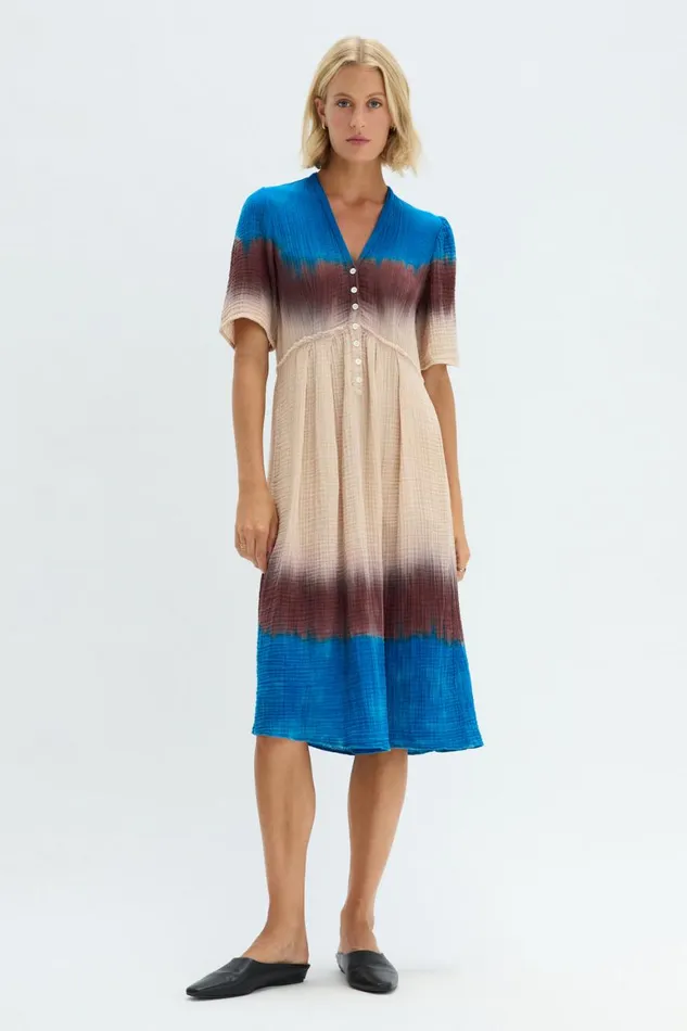Women Lapis Multi Dual Gauze Garden Dress Raquel Allegra Bottoms